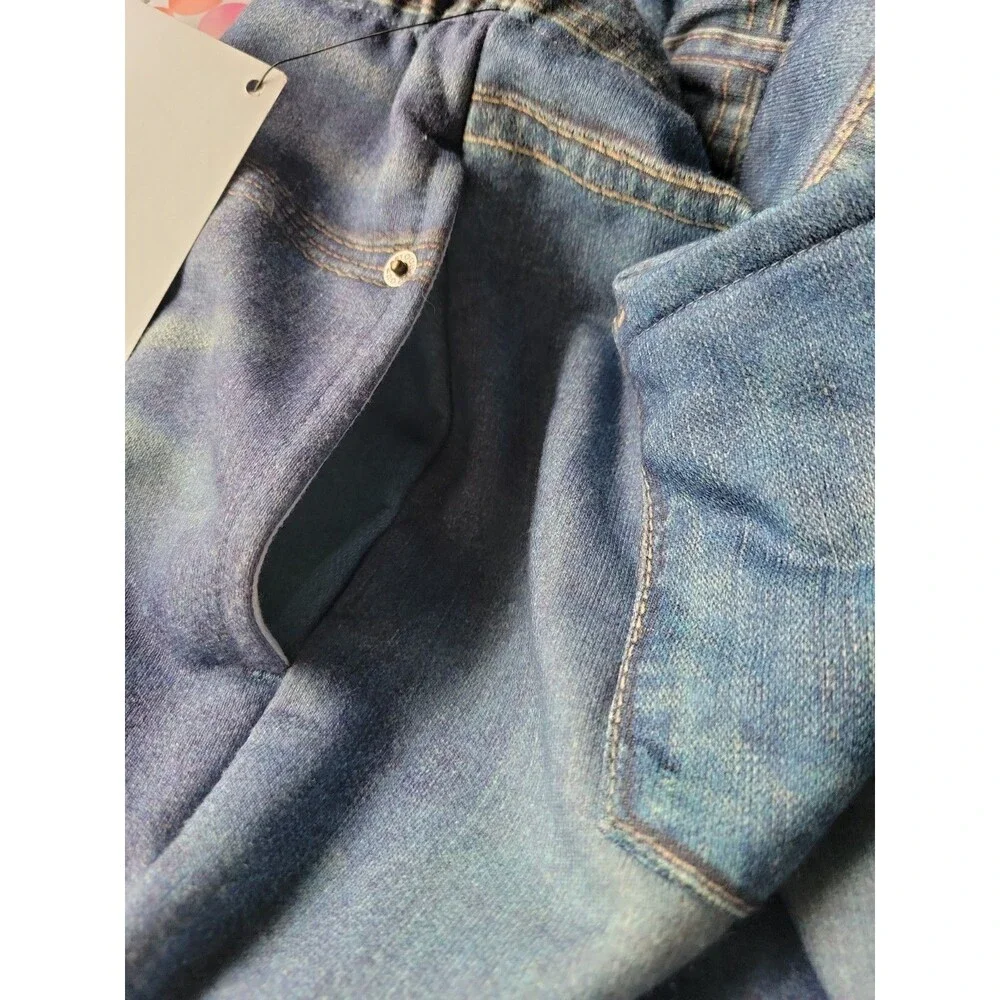 Guess Vintage Women's Lounge Jeans Fleece Jogger Pants SZ L Blue & Pockets